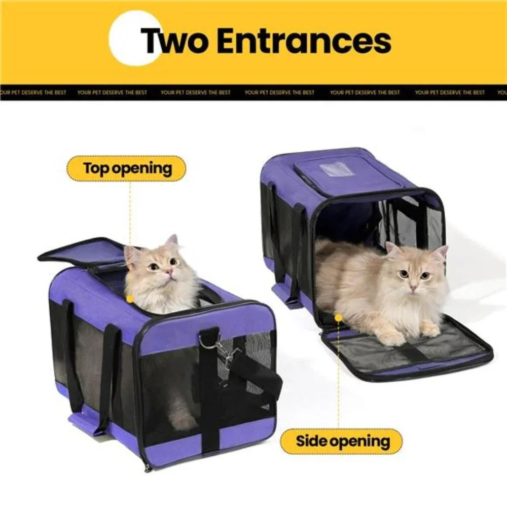 Cat Carrier,Foldable Soft-Sided Large Cat Carrier,Airline Approved Cat Medium